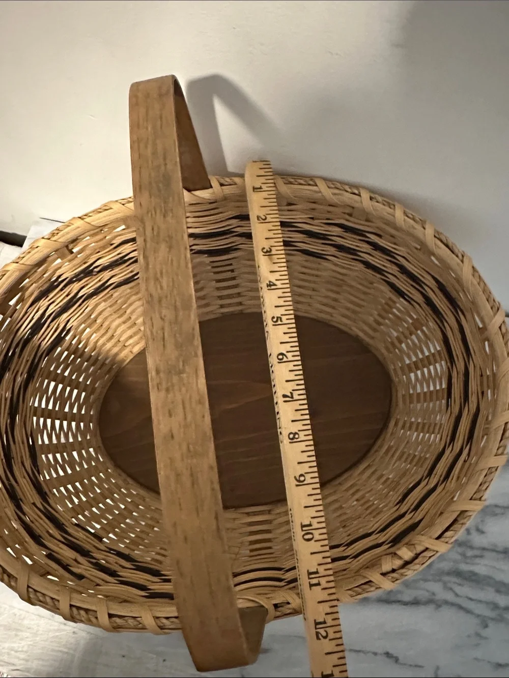 Nantucket style gathering basket signed Barb & Carol ‘95 wood bottom vintage